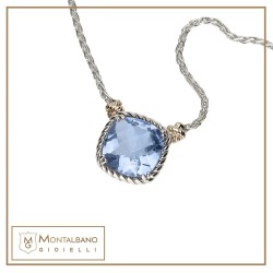Collana Nodi intreccio pietra quadrata piccola
